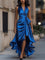 Robe maxi portefeuille bleu roi portée