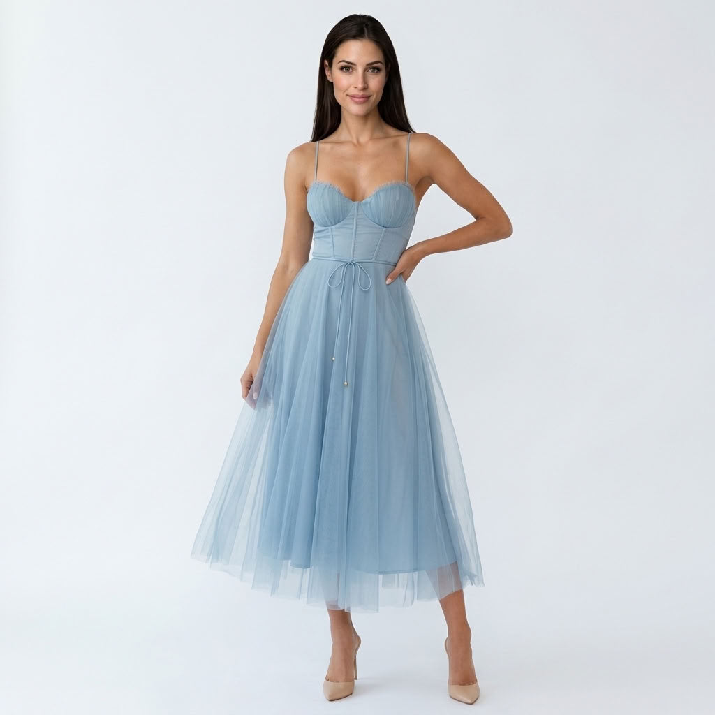 Robe Midi Corset en Tulle - vue 10