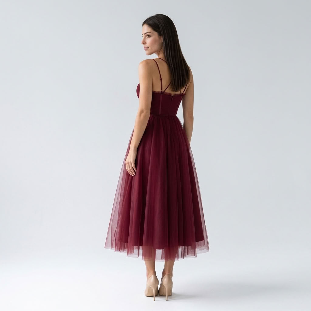 Robe Midi Corset en Tulle - vue 2