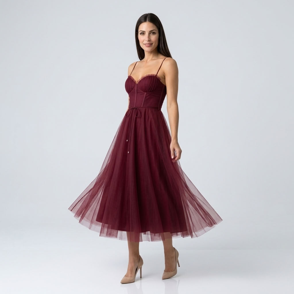 Robe Midi Corset en Tulle - vue 4
