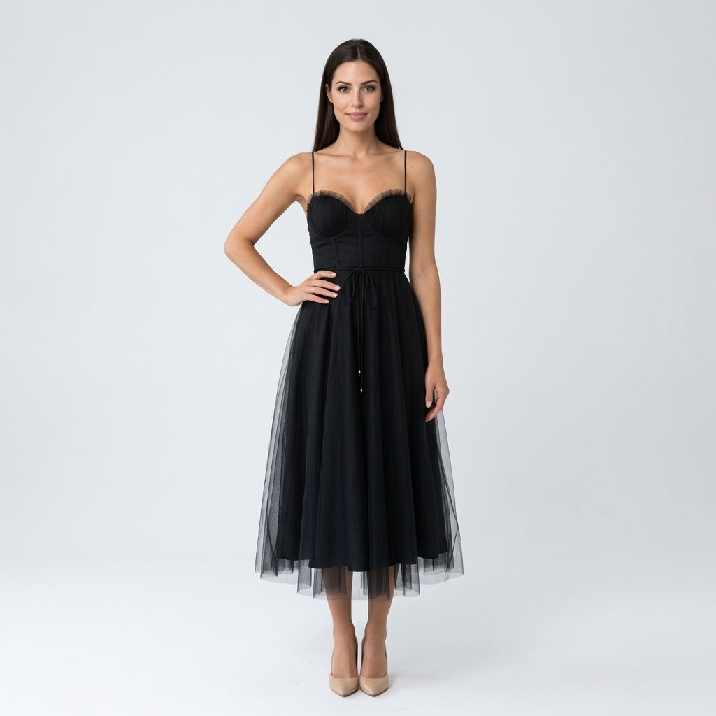 Robe Midi Corset en Tulle - vue 7