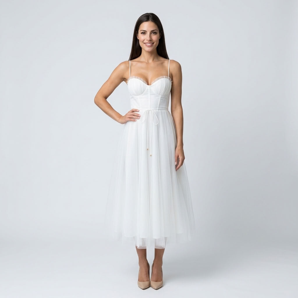 Robe Midi Corset en Tulle - vue 8