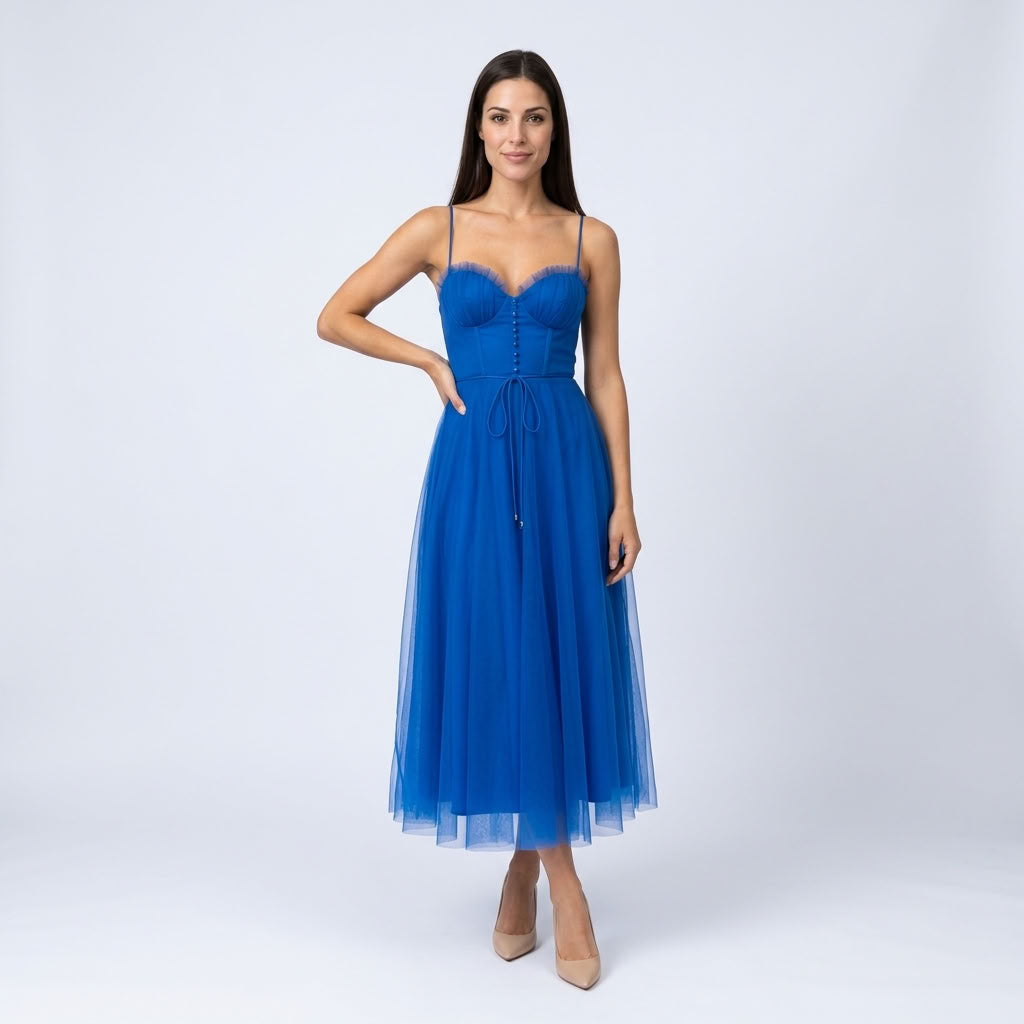 Robe Midi Corset en Tulle - vue 9