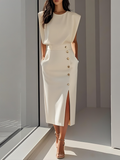 AloeZ | Robe Midi Crayon à Boutons
