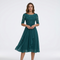 Robe midi turquoise à haut en dentelle
