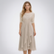 Robe midi beige à haut en dentelle