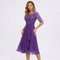 Robe midi violette à haut en dentelle