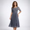 Robe midi grise à haut en dentelle