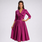 Robe midi portefeuille violette à col revers
