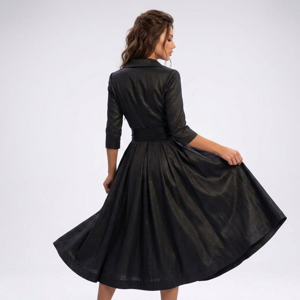 Dos de la robe midi portefeuille noire