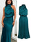 Robe midi satinée bleu canard portée et présentée à plat