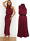Robe midi satinée rouge bordeaux portée et présentée à plat