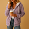Sweat long polaire violet à capuche