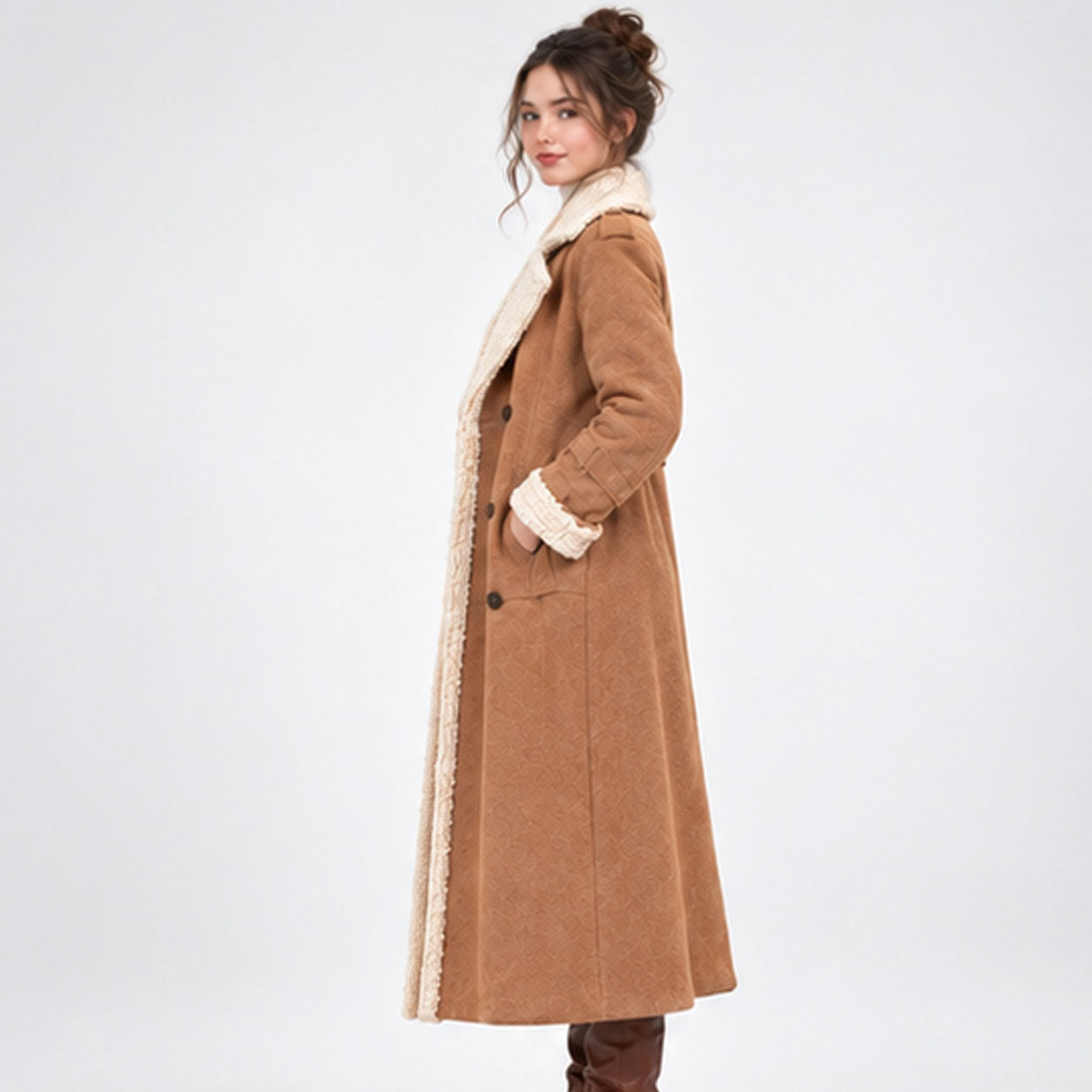 Manteau Long Bordures Sherpa - vue 3