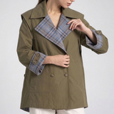 Veste cape à carreaux contrastés – vue 2