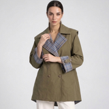 Veste cape à carreaux contrastés – vue 1