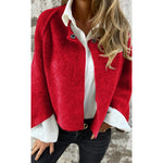 Veste courte rouge douce à col rond