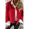 Veste courte rouge douce à col rond