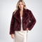 Veste en fausse fourrure coloris bordeaux