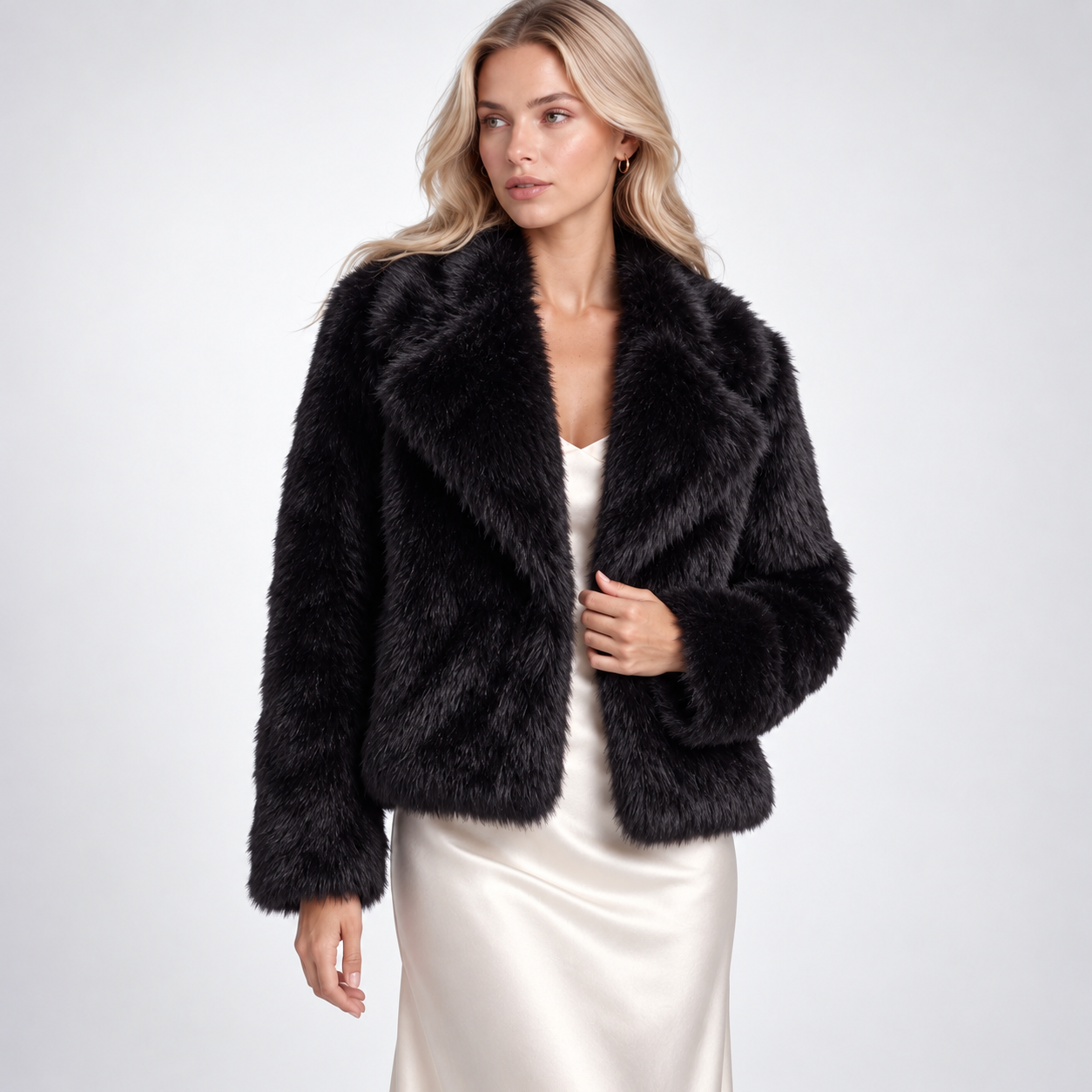 Veste en fausse fourrure coloris noir